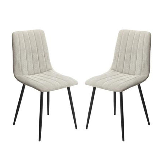Aspen Straight Stitch Light Grey Cord Fabric Dining Chairs In Pair