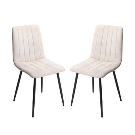 Aspen Straight Stitch Natural Fabric Dining Chairs In Pair