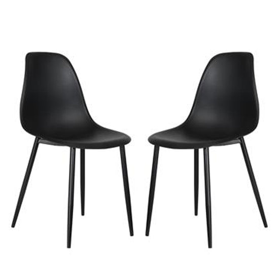 Aspen Black Plastic Curve Dining Chairs In Pair