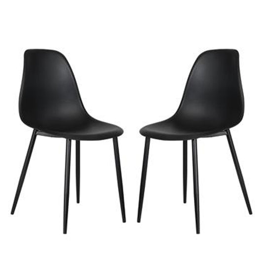 Aspen Black Plastic Curve Dining Chairs In Pair