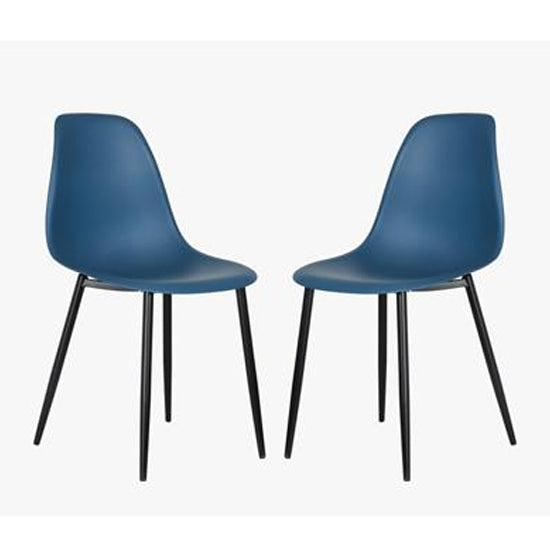Aspen Blue Plastic Curve Dining Chairs In Pair