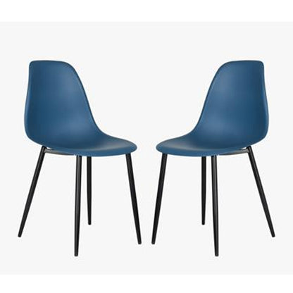 Aspen Blue Plastic Curve Dining Chairs In Pair