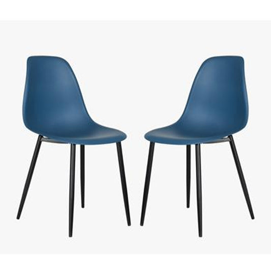 Aspen Blue Plastic Curve Dining Chairs In Pair