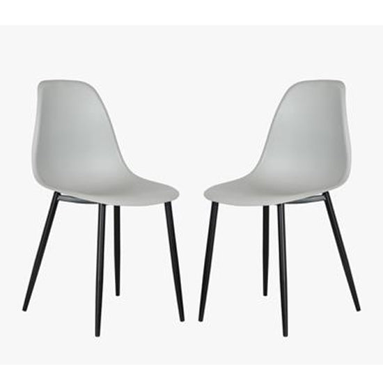 Aspen Light Grey Plastic Curve Dining Chairs In Pair