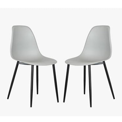 Aspen Light Grey Plastic Curve Dining Chairs In Pair