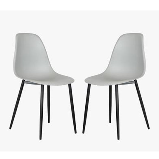 Aspen Light Grey Plastic Curve Dining Chairs In Pair