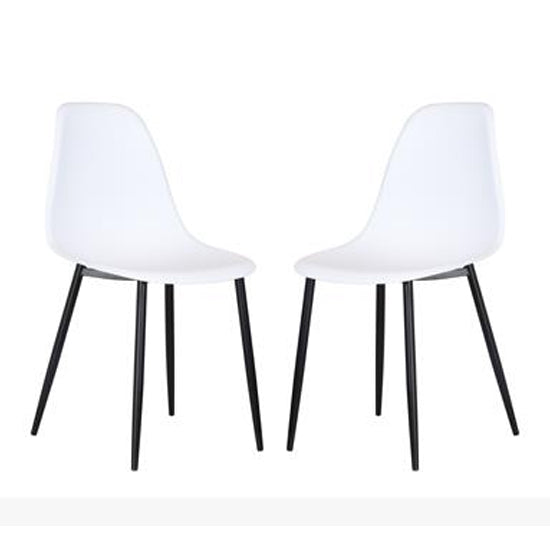 Aspen White Plastic Curve Dining Chairs In Pair