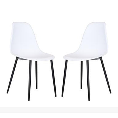 Aspen White Plastic Curve Dining Chairs In Pair