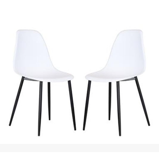Aspen White Plastic Curve Dining Chairs In Pair