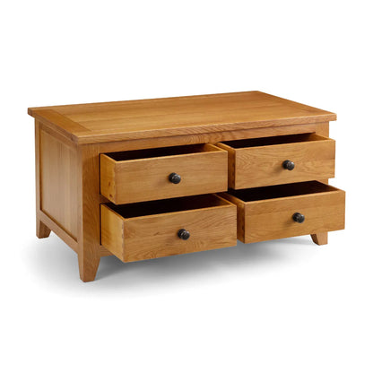 Astoria Wooden Coffee Table With 4 Drawers In Oak