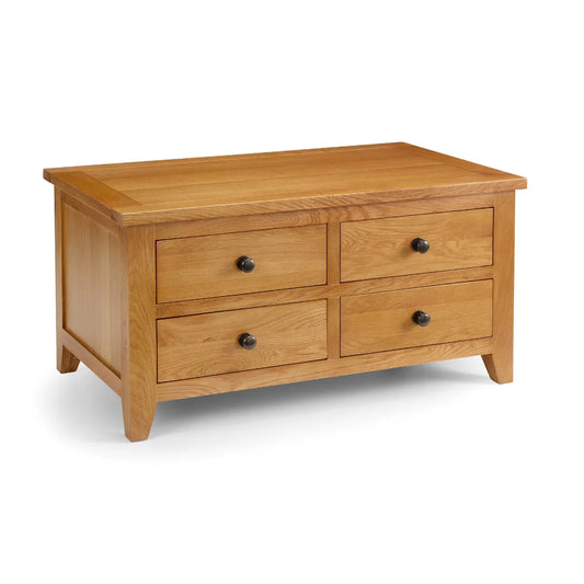 Astoria Wooden Coffee Table With 4 Drawers In Oak