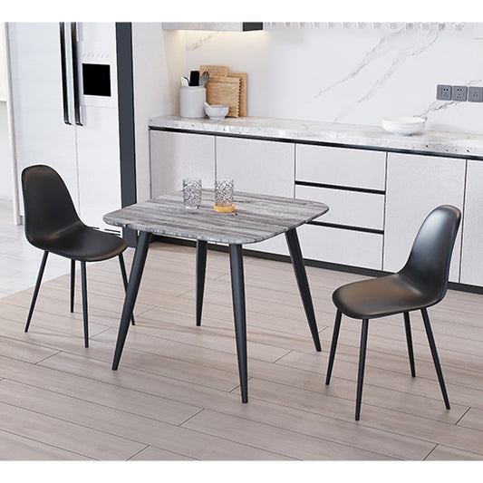 Aspen Grey Oak Square Dining Table With 2 Black Curve Plastic Chairs