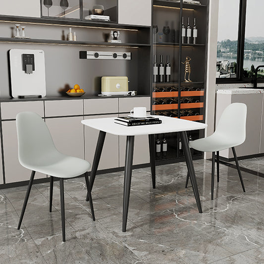Aspen White Square Dining Table With 2 Grey Curve Plastic Chairs
