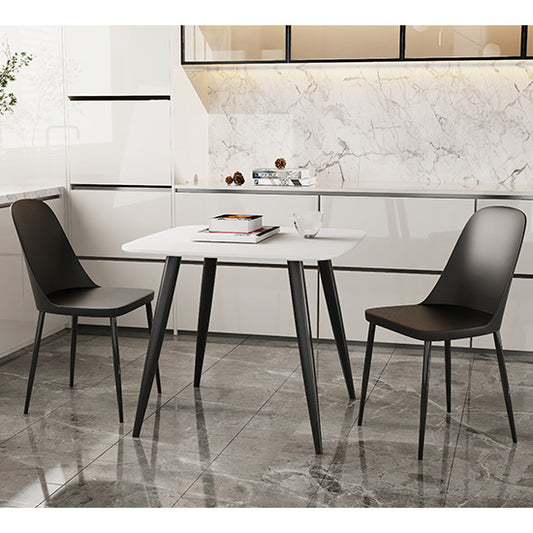 Aspen White Square Dining Table With 2 Black Duo Plastic Chairs