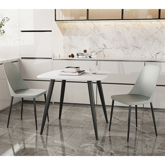 Aspen White Square Dining Table With 2 Grey Duo Plastic Chairs
