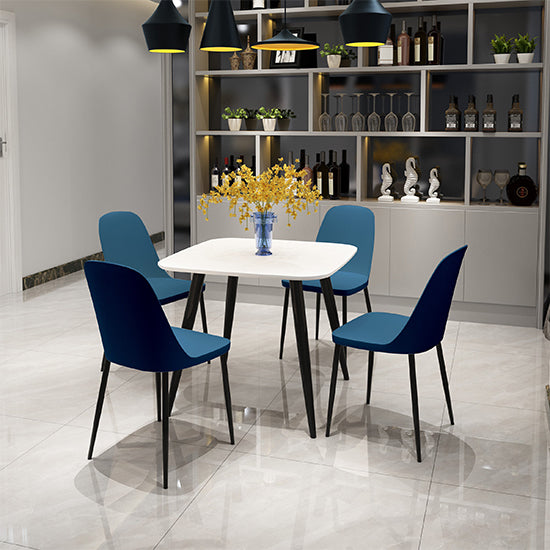 Aspen White Square Dining Table With 4 Blue Duo Plastic Chairs