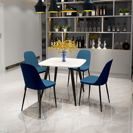 Aspen White Square Dining Table With 4 Blue Duo Plastic Chairs