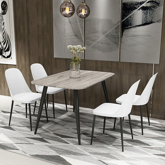 Aspen Grey Oak Rectangular Dining Table With 4 White Duo Plastic Chairs