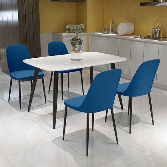 Aspen White Rectangular Dining Table With 4 Blue Duo Plastic Chairs