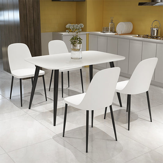 Aspen White Rectangular Dining Table With 4 White Duo Plastic Chairs