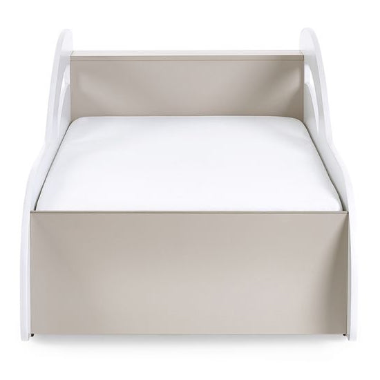 Atlantis Wooden Toddler Car Bed In White And Taupe Effect
