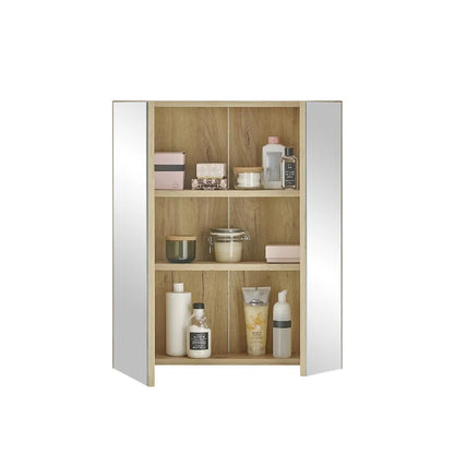 Austin Mirrored Bathroom Storage Cabinet With 2 Doors In Natural