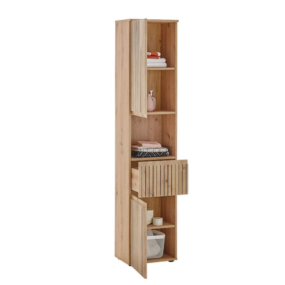 Austin Tall Wooden Bathroom Storage Cabinet With 2 Doors In Natural