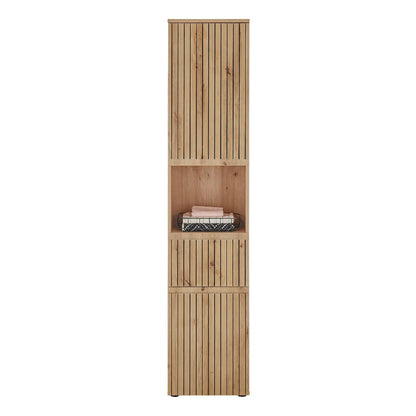 Austin Tall Wooden Bathroom Storage Cabinet With 2 Doors In Natural