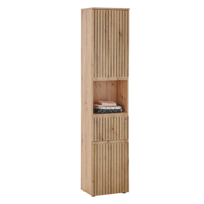 Austin Tall Wooden Bathroom Storage Cabinet With 2 Doors In Natural