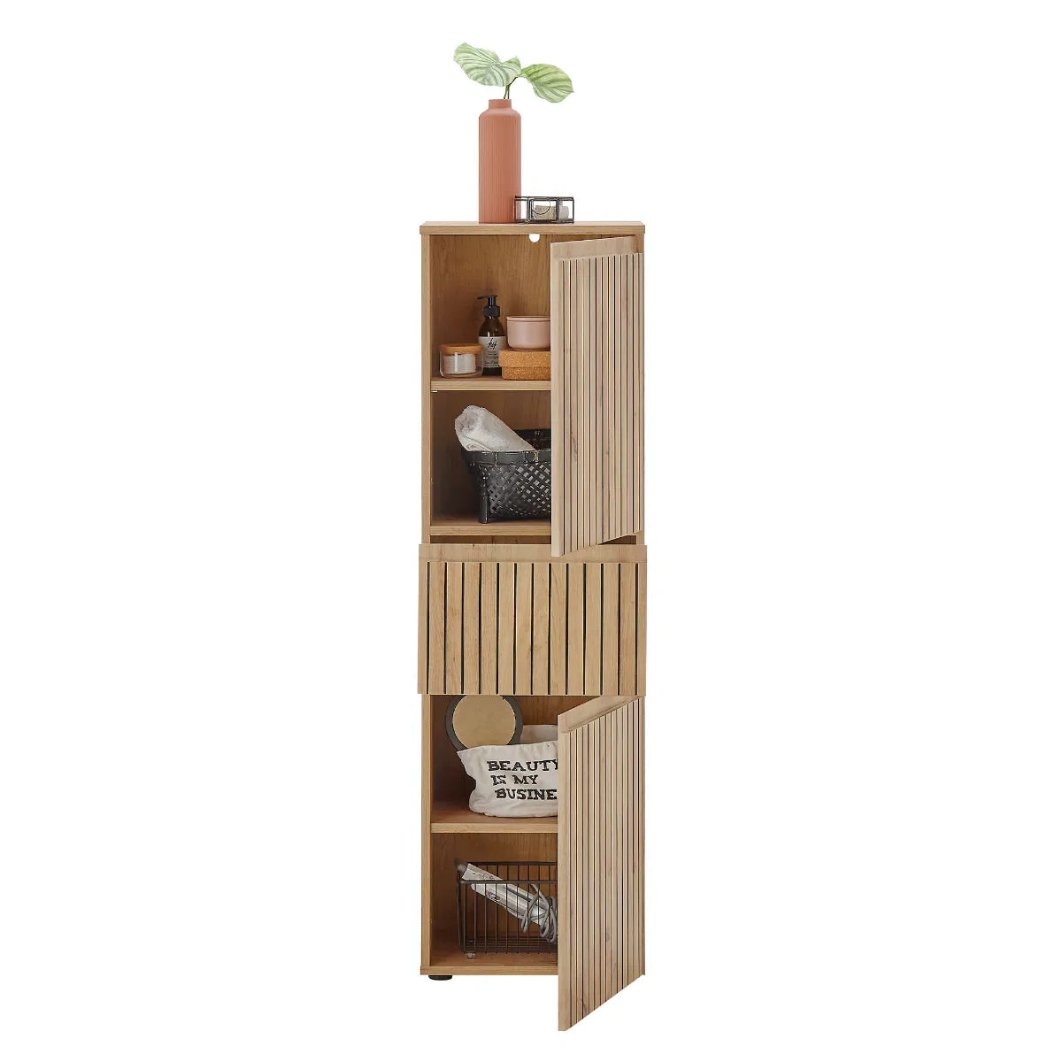Austin Wooden Bathroom Storage Cabinet With 2 Doors And 1 Drawer In Natural