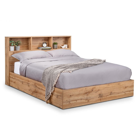 Bali Wooden Ottoman King Size Bed With Gas Lift Up System In Light Oak