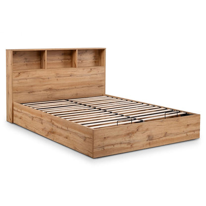 Bali Wooden Ottoman King Size Bed With Gas Lift Up System In Light Oak