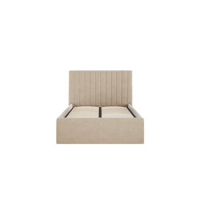 Berlin Ottoman Velvet Single Bed In Beige