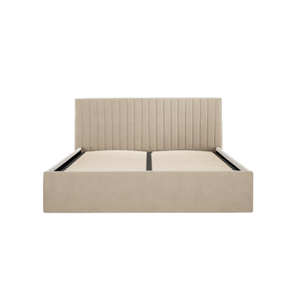 Berlin Velvet Ottoman Super King Size Bed In Beige