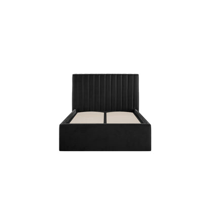 Berlin Ottoman Velvet Single Bed In Black