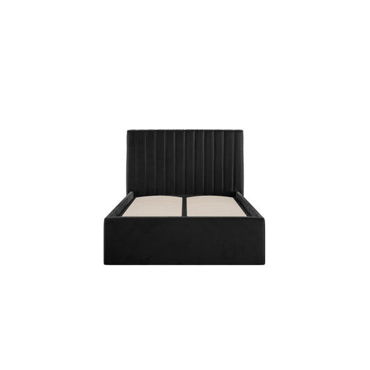 Berlin Ottoman Velvet Single Bed In Black