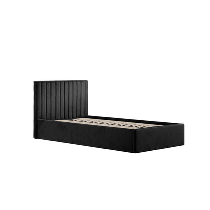 Berlin Ottoman Velvet Single Bed In Black