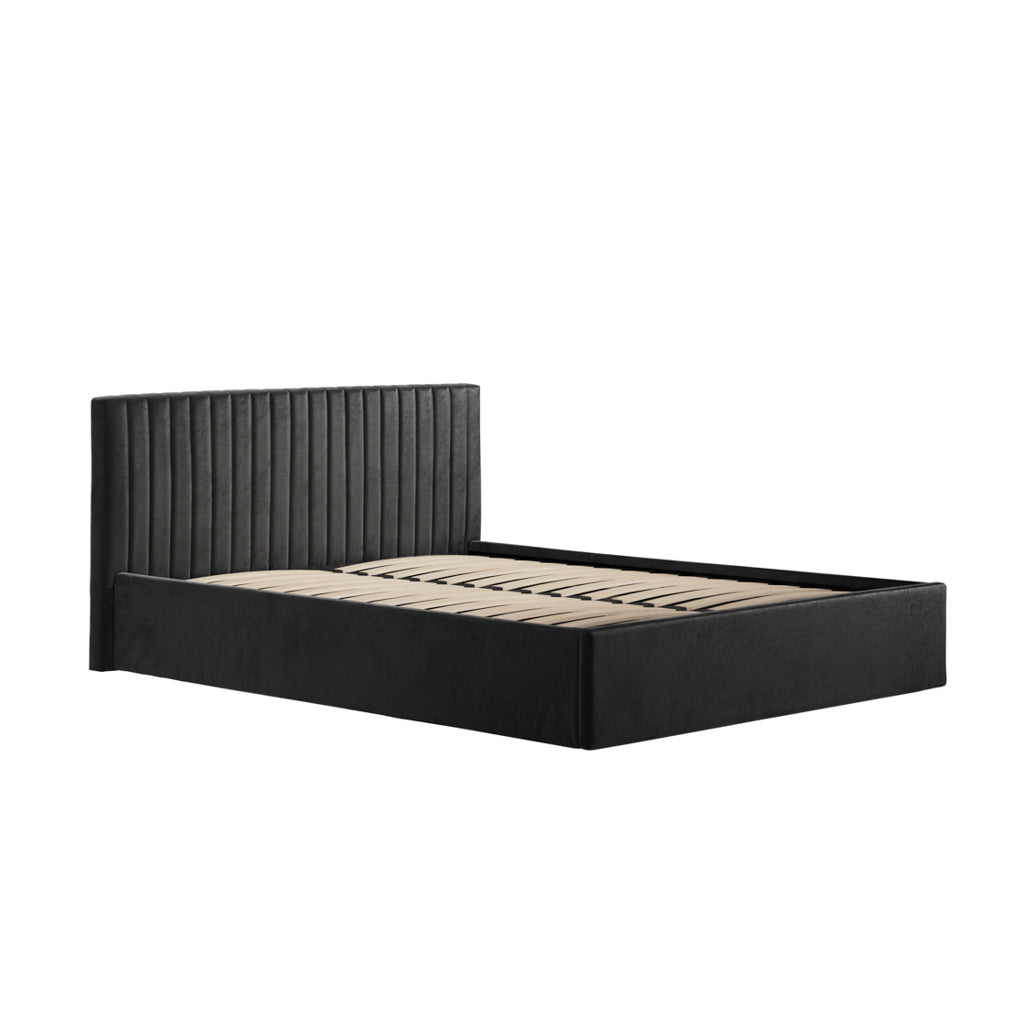 Berlin Velvet Ottoman Double Bed In Black