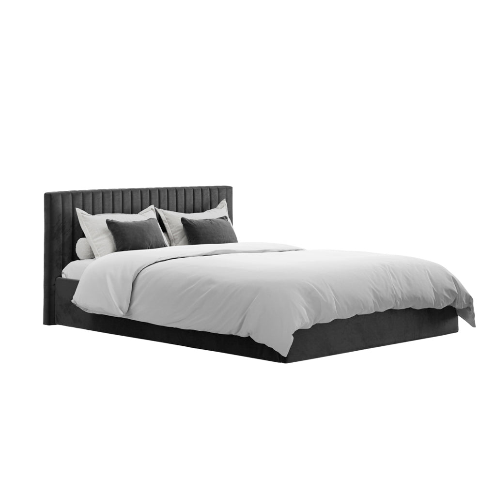 Berlin Velvet Ottoman Double Bed In Black