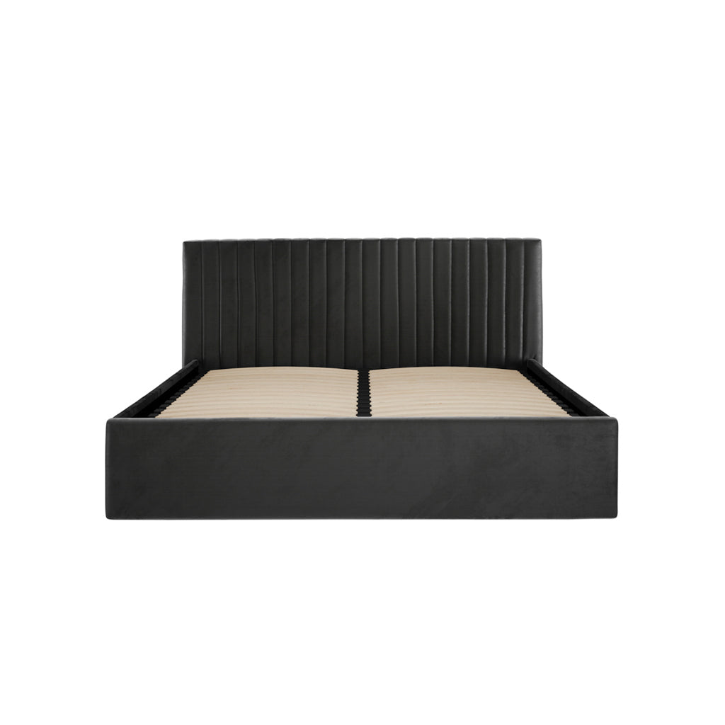 Berlin Velvet Ottoman King Size Bed In Black