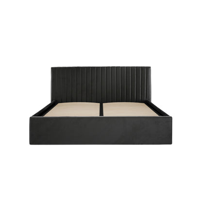 Berlin Velvet Ottoman King Size Bed In Black