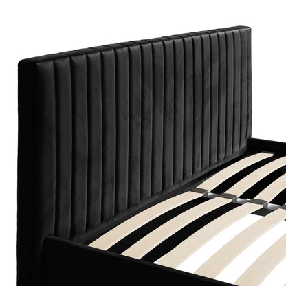 Berlin Velvet Ottoman Super King Size Bed In Black
