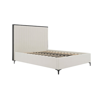 Berkeley Velvet Double Bed In Cream And Matt Black