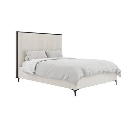 Berkeley Velvet Double Bed In Cream And Matt Black