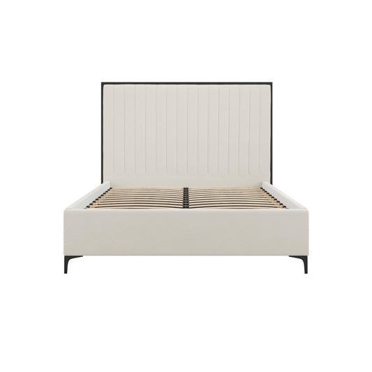 Berkeley Velvet King Size Bed In Cream And Matt Black
