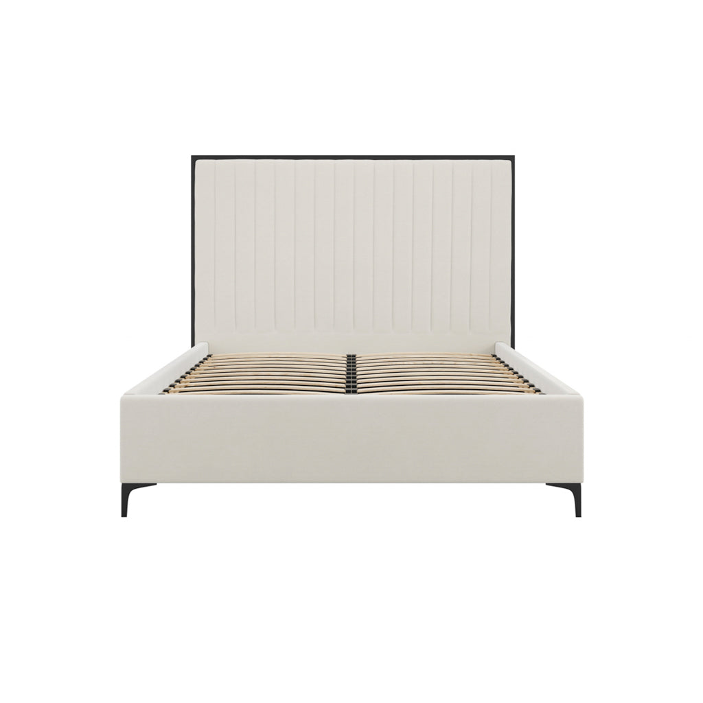 Berkeley Velvet Super King Size Bed In Cream And Matt Black