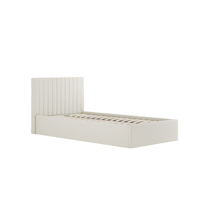 Berlin Ottoman Weave Fabric Single Bed In Milk