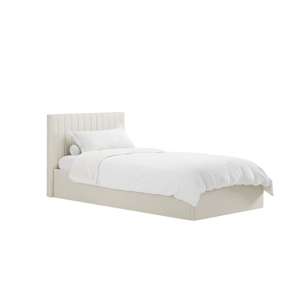 Berlin Ottoman Weave Fabric Single Bed In Milk