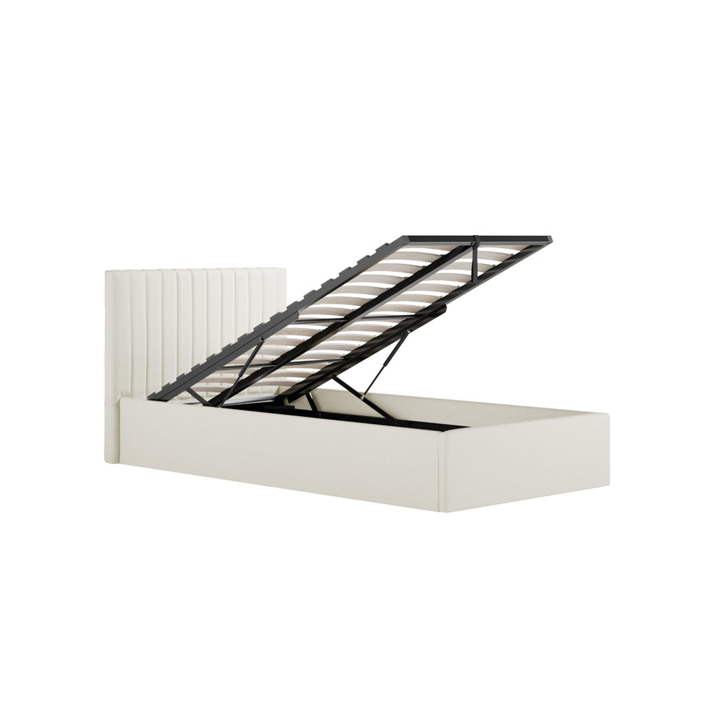 Berlin Ottoman Weave Fabric Single Bed In Milk