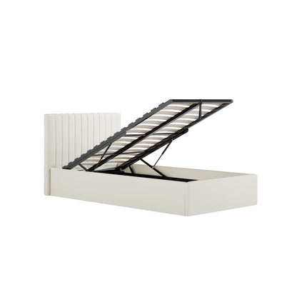 Berlin Ottoman Weave Fabric Single Bed In Milk